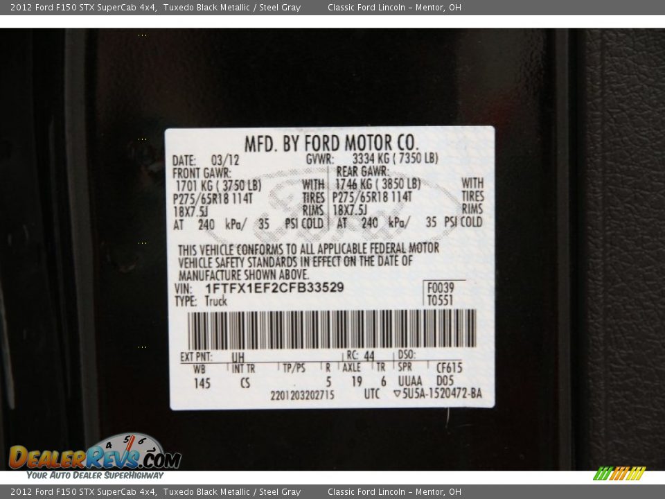 2012 Ford F150 STX SuperCab 4x4 Tuxedo Black Metallic / Steel Gray Photo #14