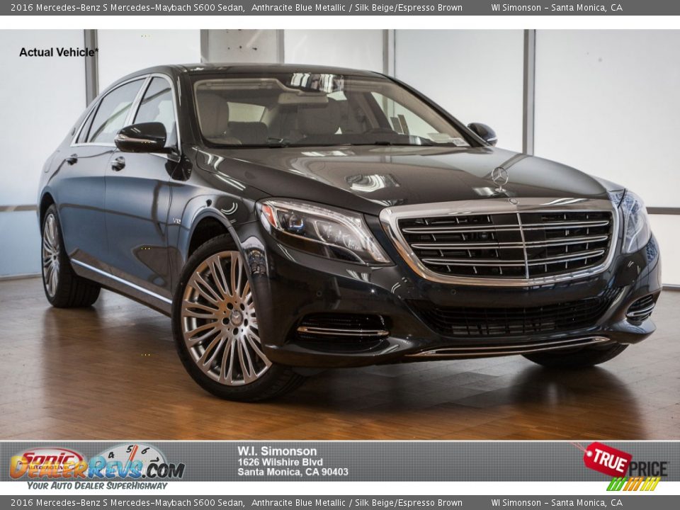 2016 Mercedes-Benz S Mercedes-Maybach S600 Sedan Anthracite Blue Metallic / Silk Beige/Espresso Brown Photo #1