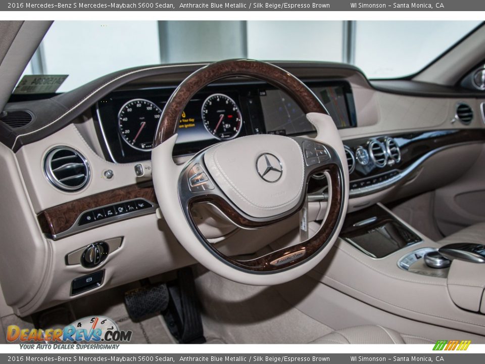 2016 Mercedes-Benz S Mercedes-Maybach S600 Sedan Anthracite Blue Metallic / Silk Beige/Espresso Brown Photo #6