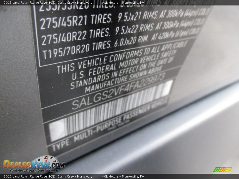 2015 Land Rover Range Rover HSE Corris Grey / Ivory/Ivory Photo #19