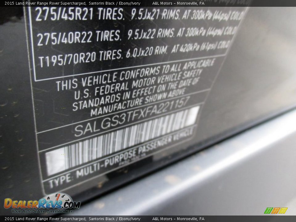 2015 Land Rover Range Rover Supercharged Santorini Black / Ebony/Ivory Photo #19