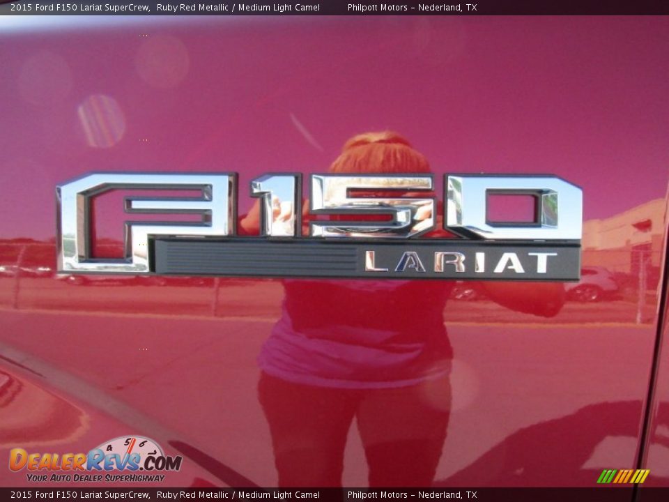 2015 Ford F150 Lariat SuperCrew Ruby Red Metallic / Medium Light Camel Photo #14