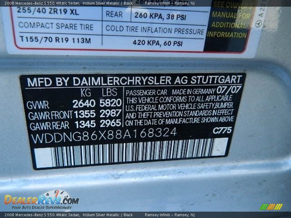 2008 Mercedes-Benz S 550 4Matic Sedan Iridium Silver Metallic / Black Photo #18