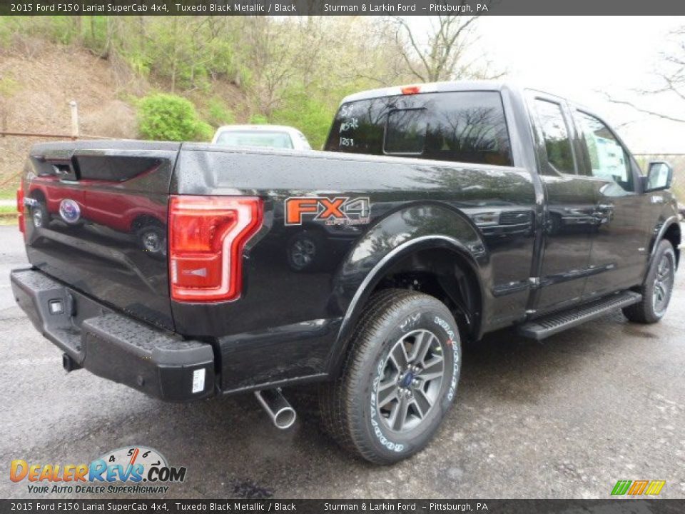 2015 Ford F150 Lariat SuperCab 4x4 Tuxedo Black Metallic / Black Photo #2