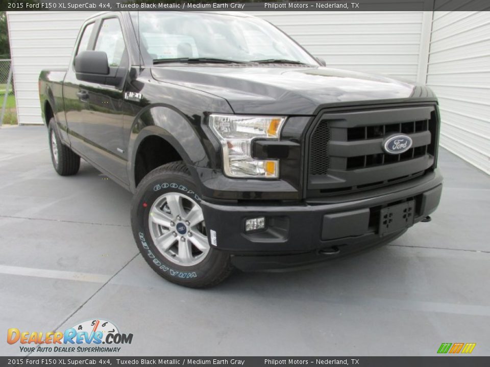2015 Ford F150 XL SuperCab 4x4 Tuxedo Black Metallic / Medium Earth Gray Photo #1