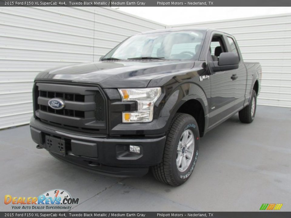 2015 Ford F150 XL SuperCab 4x4 Tuxedo Black Metallic / Medium Earth Gray Photo #7