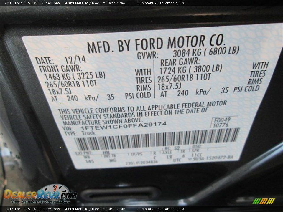 2015 Ford F150 XLT SuperCrew Guard Metallic / Medium Earth Gray Photo #14