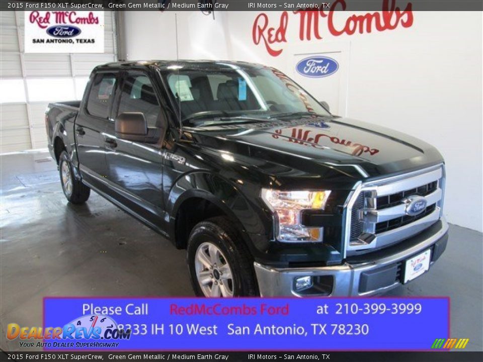 2015 Ford F150 XLT SuperCrew Green Gem Metallic / Medium Earth Gray Photo #1