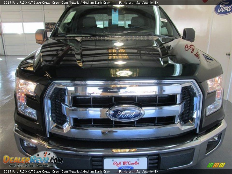 2015 Ford F150 XLT SuperCrew Green Gem Metallic / Medium Earth Gray Photo #2