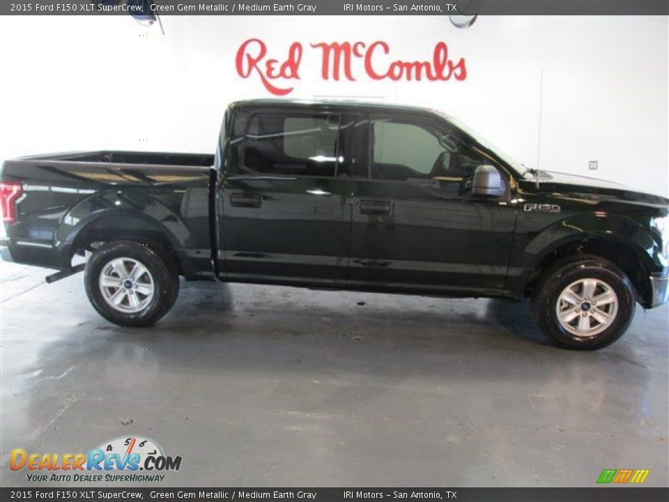 2015 Ford F150 XLT SuperCrew Green Gem Metallic / Medium Earth Gray Photo #8