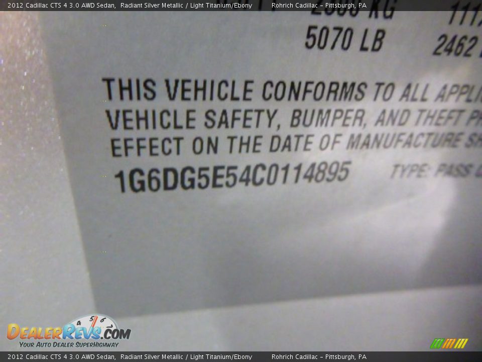2012 Cadillac CTS 4 3.0 AWD Sedan Radiant Silver Metallic / Light Titanium/Ebony Photo #25