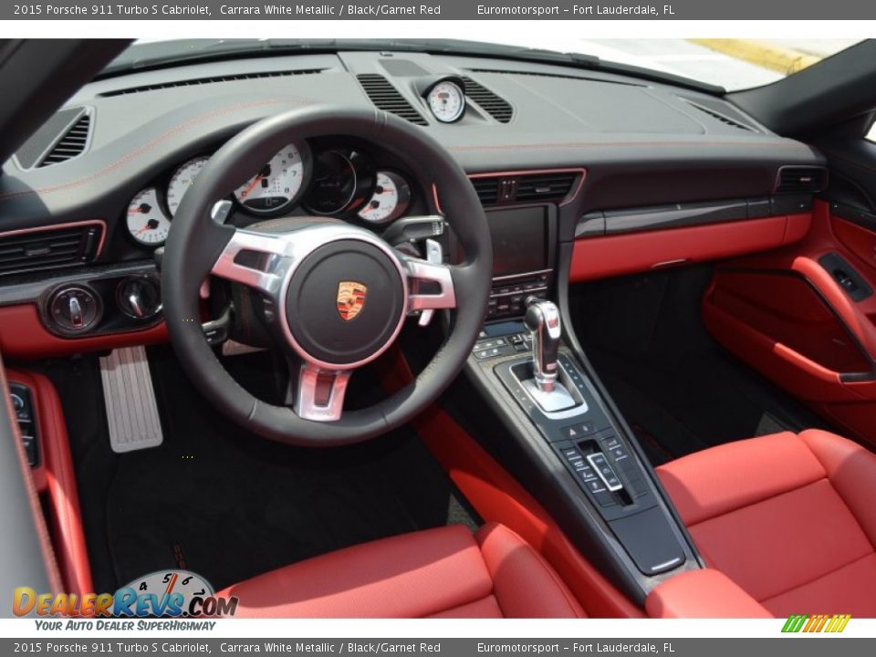 Black/Garnet Red Interior - 2015 Porsche 911 Turbo S Cabriolet Photo #9