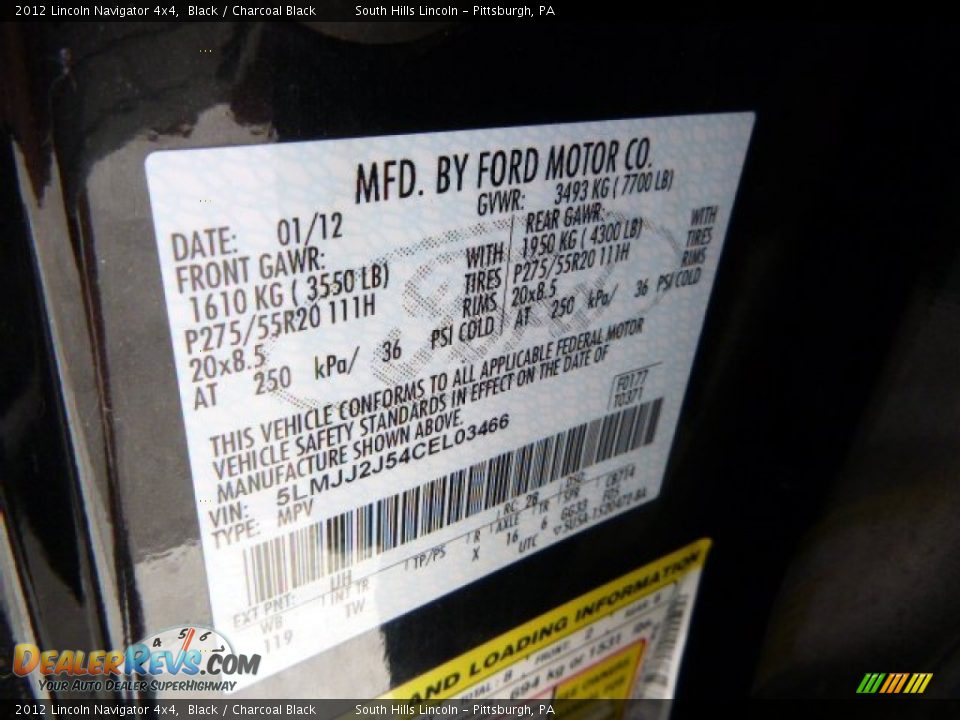 2012 Lincoln Navigator 4x4 Black / Charcoal Black Photo #23