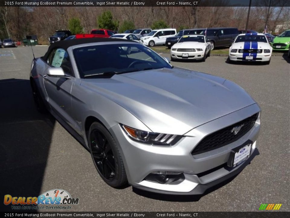 2015 Ford Mustang EcoBoost Premium Convertible Ingot Silver Metallic / Ebony Photo #1