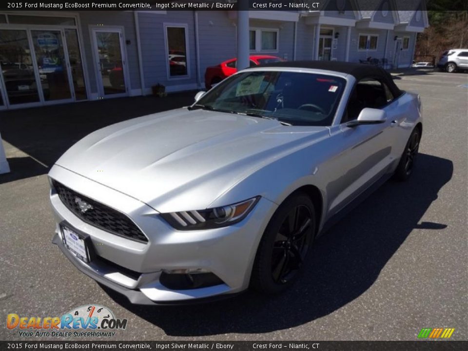 2015 Ford Mustang EcoBoost Premium Convertible Ingot Silver Metallic / Ebony Photo #3