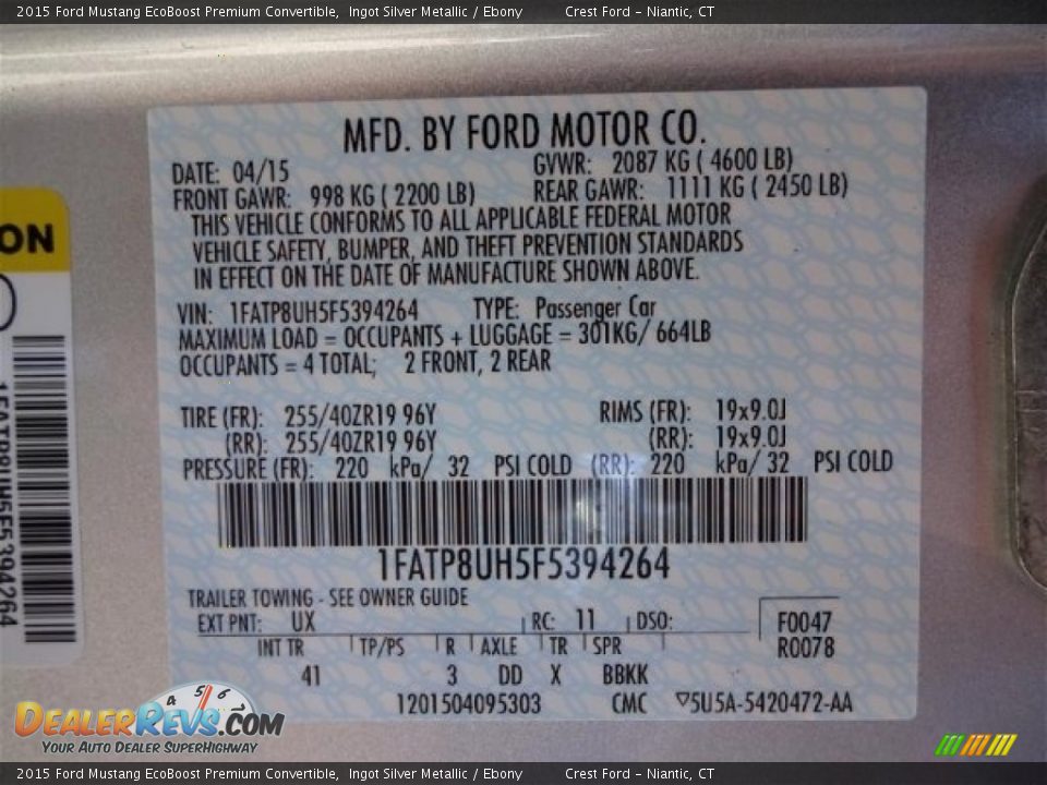 2015 Ford Mustang EcoBoost Premium Convertible Ingot Silver Metallic / Ebony Photo #16