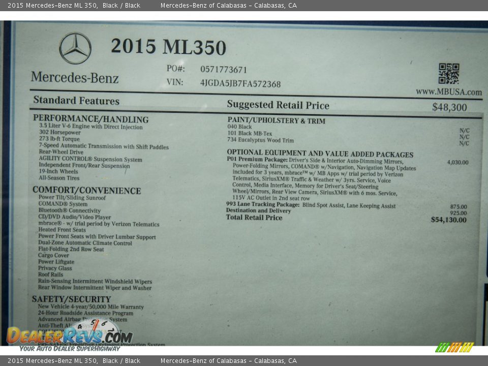 2015 Mercedes-Benz ML 350 Black / Black Photo #11