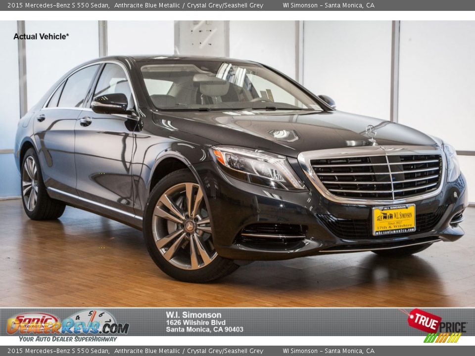 2015 Mercedes-Benz S 550 Sedan Anthracite Blue Metallic / Crystal Grey/Seashell Grey Photo #1