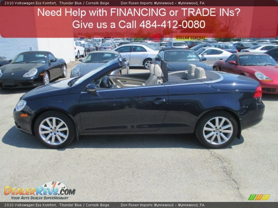 2010 Volkswagen Eos Komfort Thunder Blue / Cornsilk Beige Photo #7