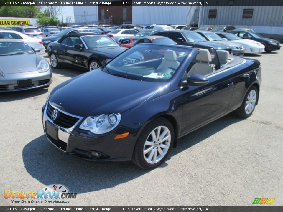 2010 Volkswagen Eos Komfort Thunder Blue / Cornsilk Beige Photo #11