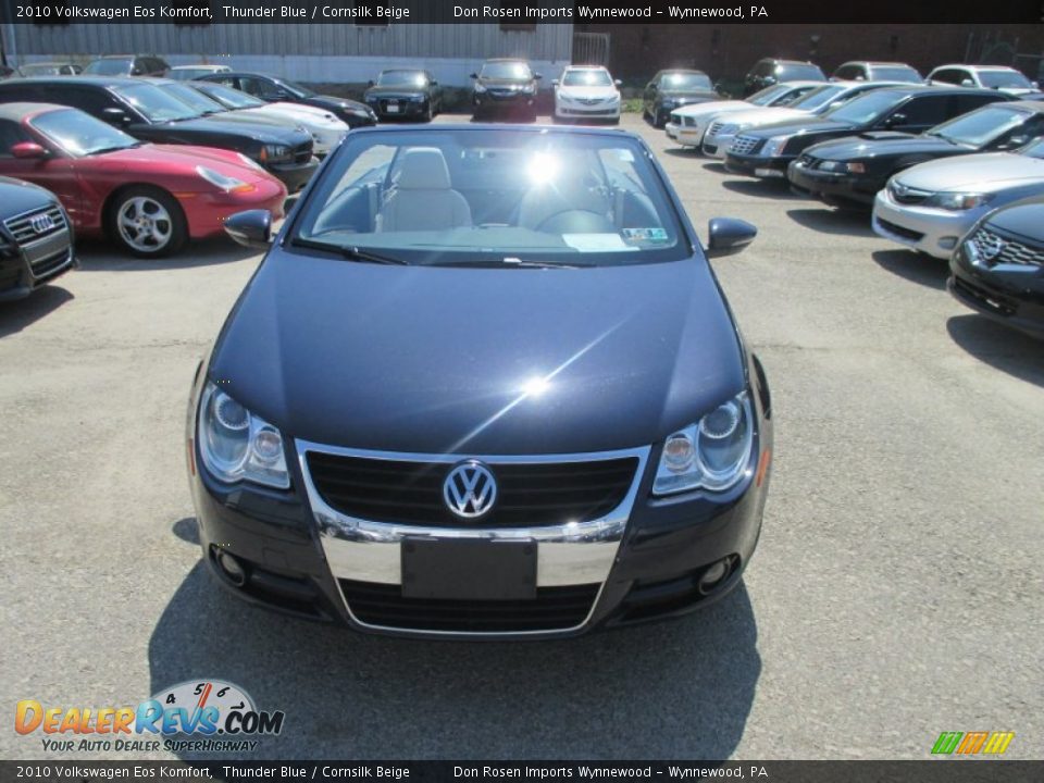2010 Volkswagen Eos Komfort Thunder Blue / Cornsilk Beige Photo #12
