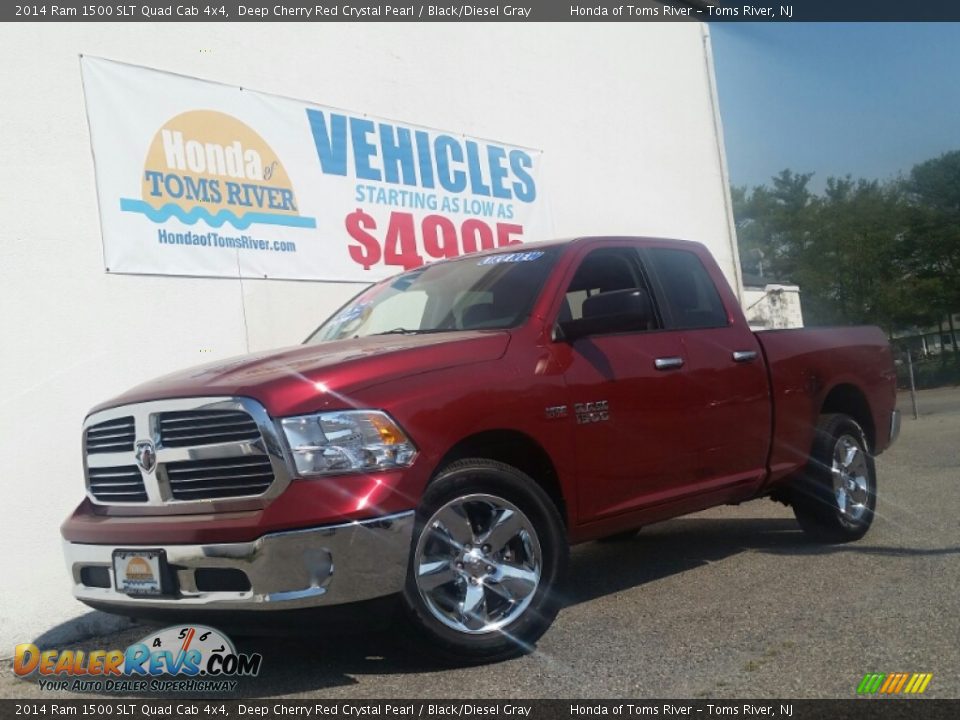 2014 Ram 1500 SLT Quad Cab 4x4 Deep Cherry Red Crystal Pearl / Black/Diesel Gray Photo #1