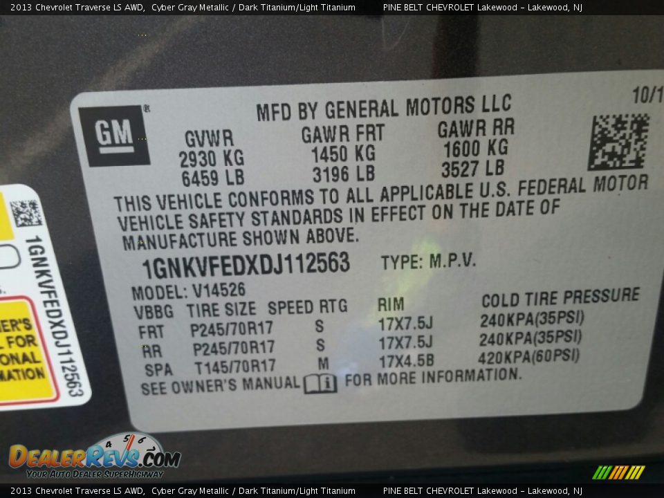 2013 Chevrolet Traverse LS AWD Cyber Gray Metallic / Dark Titanium/Light Titanium Photo #19