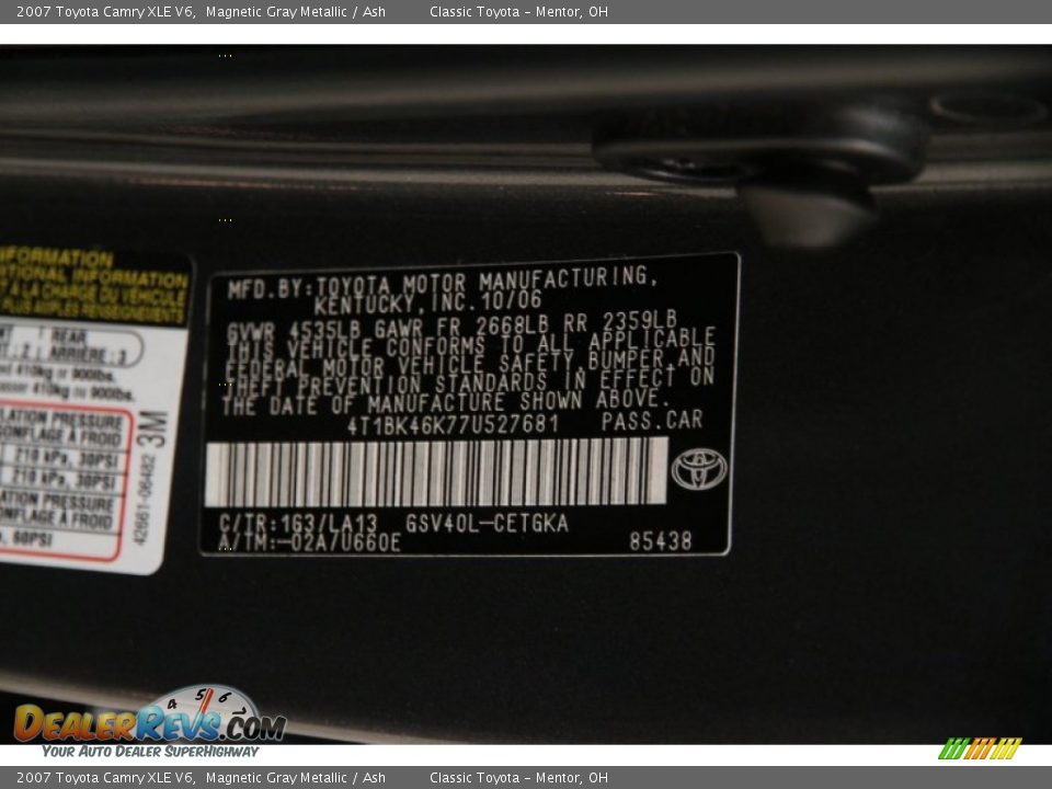 2007 Toyota Camry XLE V6 Magnetic Gray Metallic / Ash Photo #18