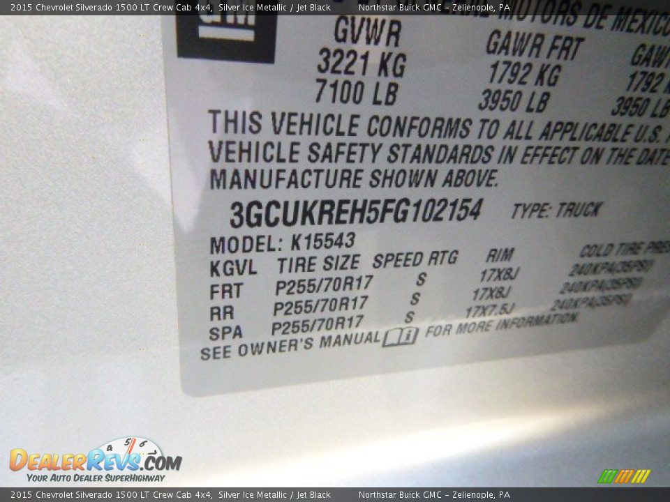 2015 Chevrolet Silverado 1500 LT Crew Cab 4x4 Silver Ice Metallic / Jet Black Photo #15