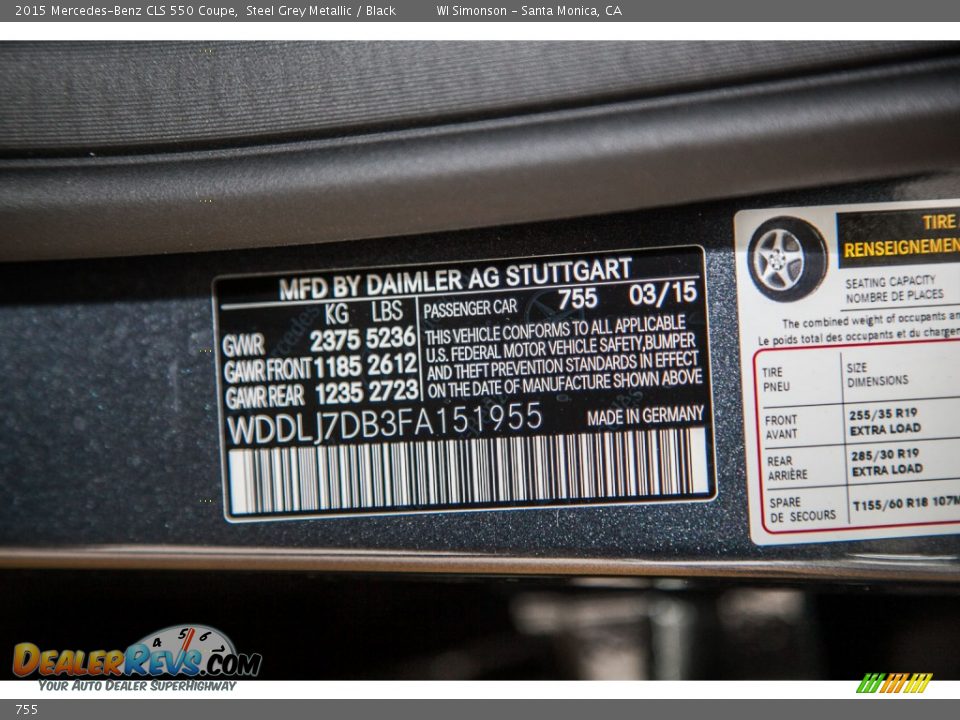 Mercedes-Benz Color Code 755 Steel Grey Metallic