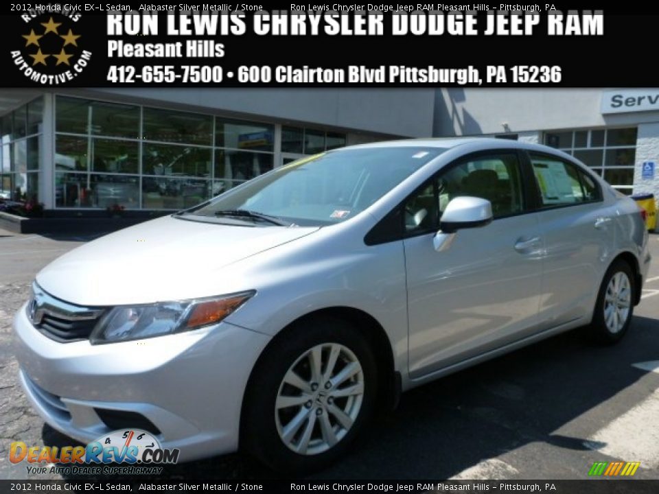 2012 Honda Civic EX-L Sedan Alabaster Silver Metallic / Stone Photo #1