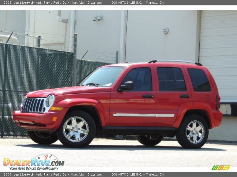 2005 Jeep Liberty Limited Flame Red / Dark Khaki/Light Graystone Photo #2