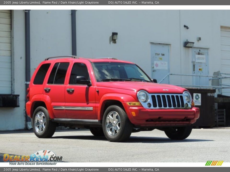 2005 Jeep Liberty Limited Flame Red / Dark Khaki/Light Graystone Photo #3