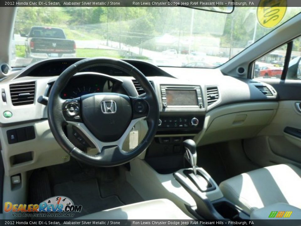 2012 Honda Civic EX-L Sedan Alabaster Silver Metallic / Stone Photo #12
