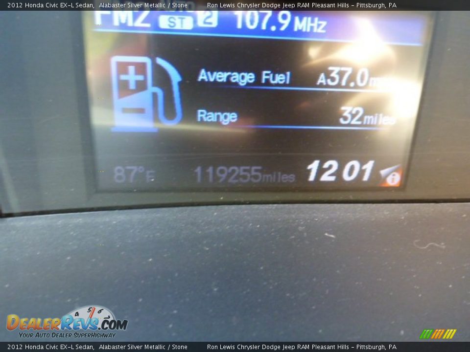 2012 Honda Civic EX-L Sedan Alabaster Silver Metallic / Stone Photo #19