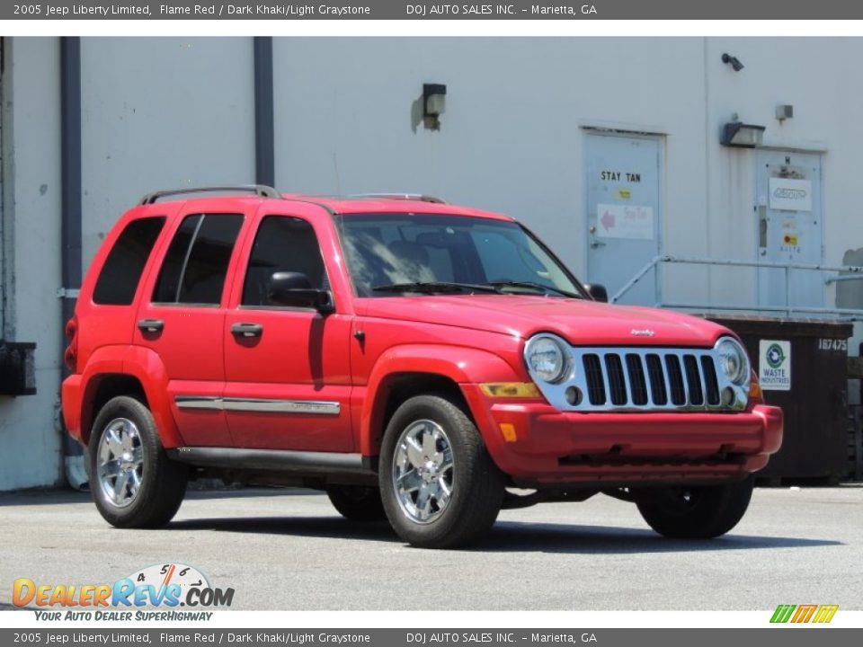 2005 Jeep Liberty Limited Flame Red / Dark Khaki/Light Graystone Photo #30