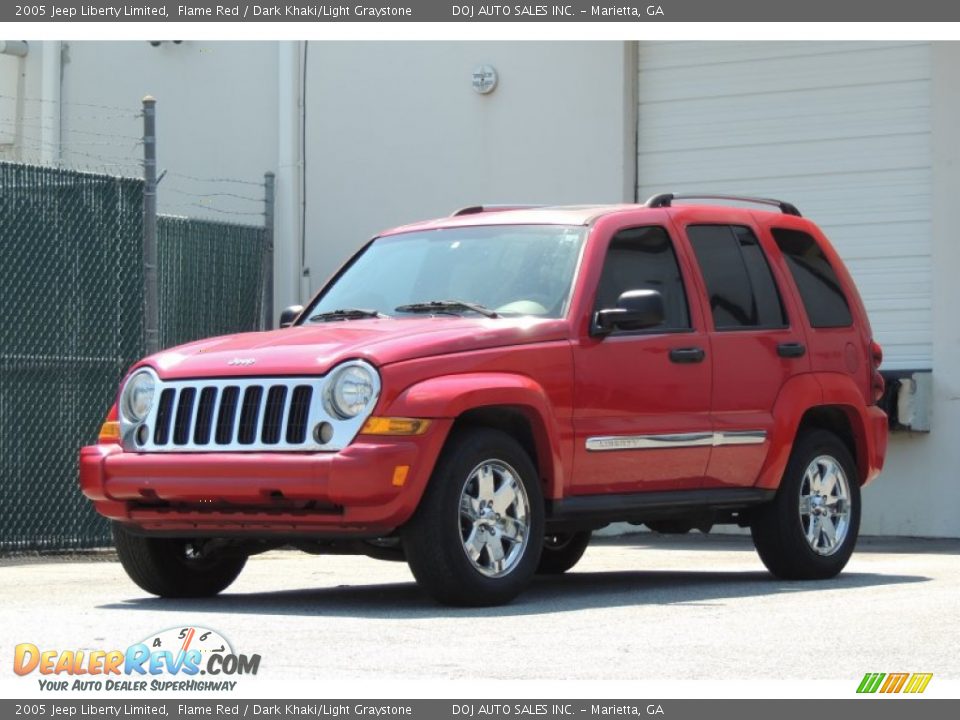 2005 Jeep Liberty Limited Flame Red / Dark Khaki/Light Graystone Photo #31