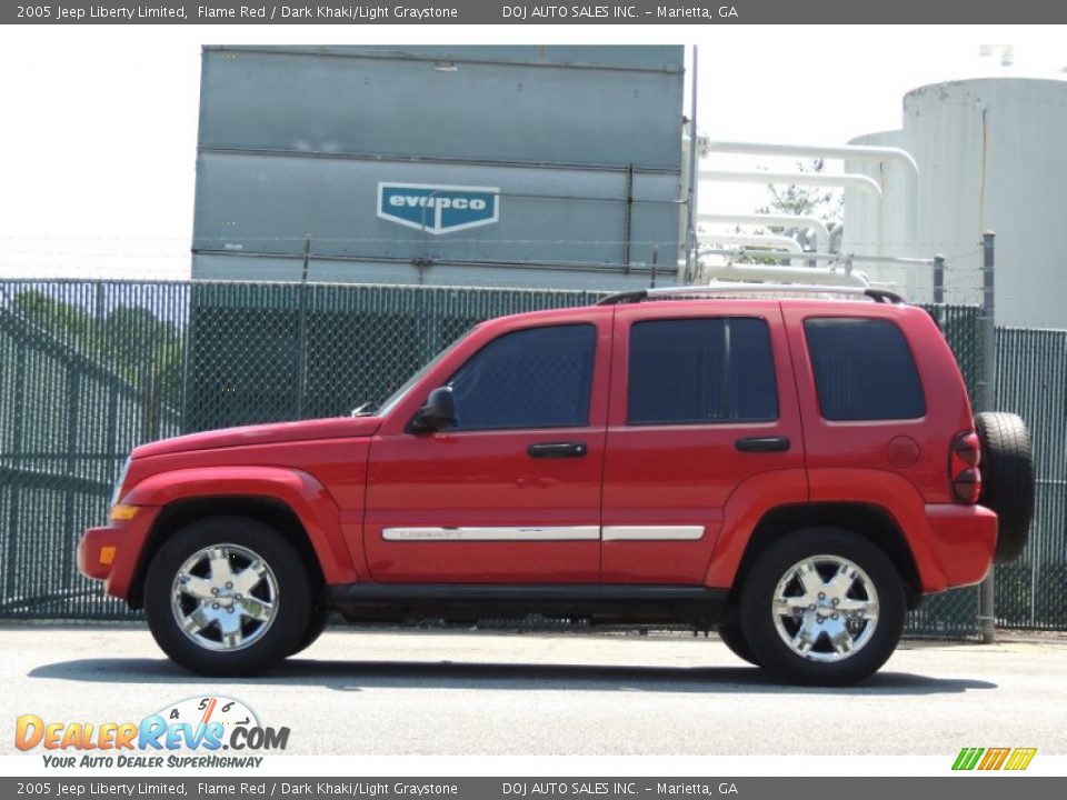 2005 Jeep Liberty Limited Flame Red / Dark Khaki/Light Graystone Photo #34