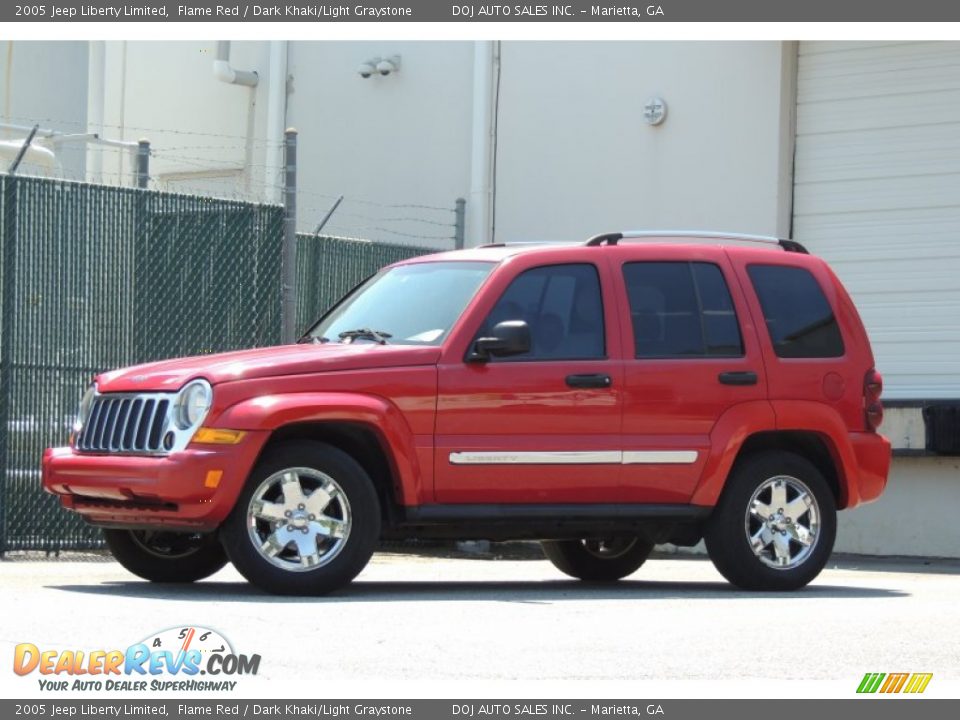 2005 Jeep Liberty Limited Flame Red / Dark Khaki/Light Graystone Photo #36