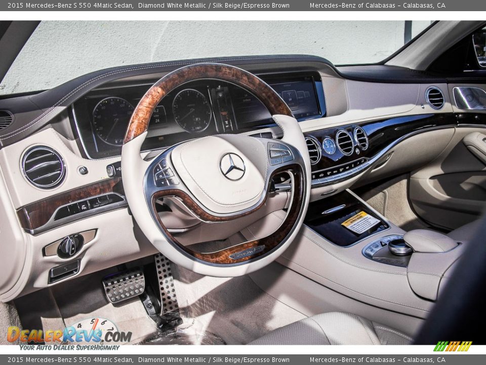 2015 Mercedes-Benz S 550 4Matic Sedan Diamond White Metallic / Silk Beige/Espresso Brown Photo #5