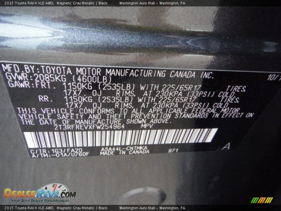 2015 Toyota RAV4 XLE AWD Magnetic Gray Metallic / Black Photo #19
