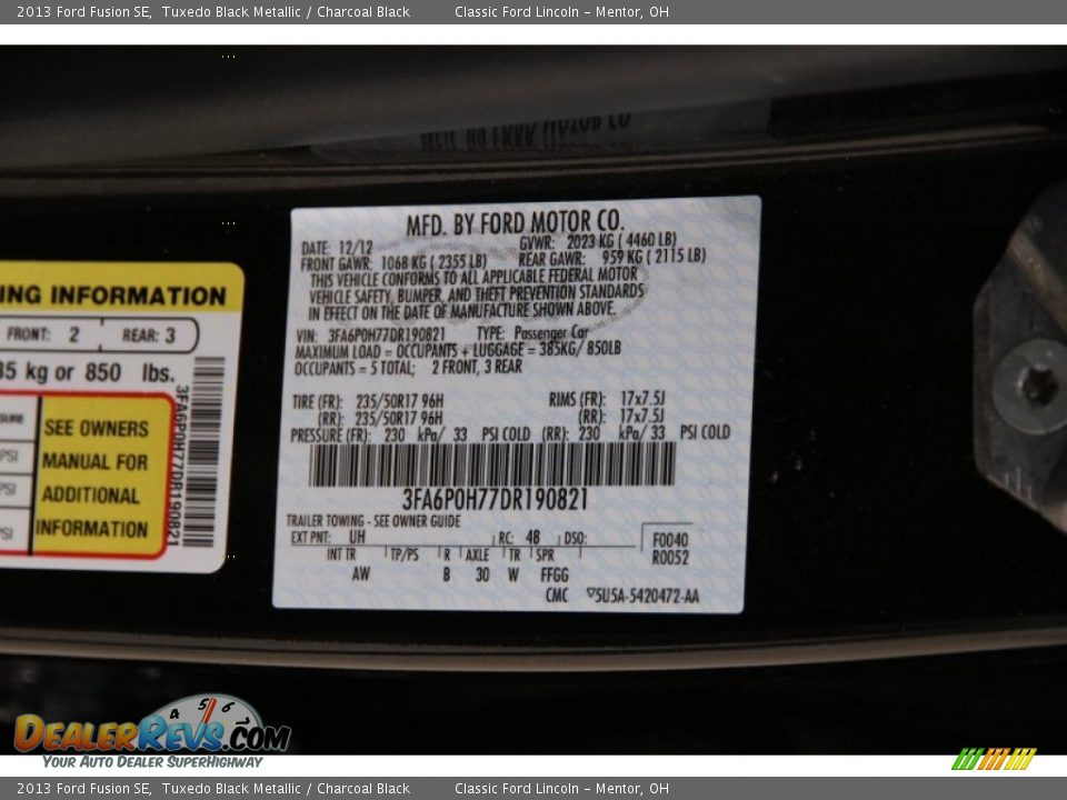 2013 Ford Fusion SE Tuxedo Black Metallic / Charcoal Black Photo #16