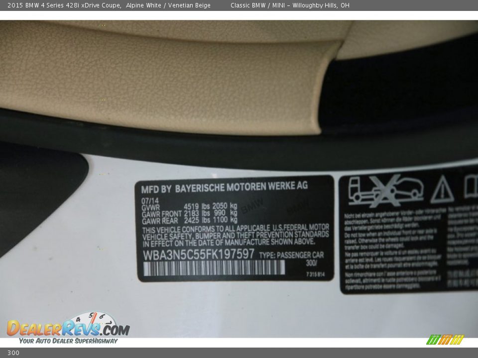 BMW Color Code 300 Alpine White