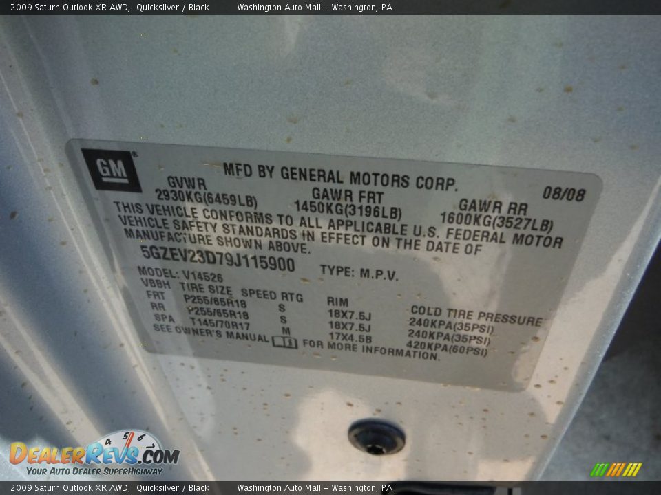 2009 Saturn Outlook XR AWD Quicksilver / Black Photo #24