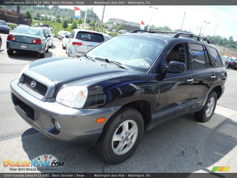 2004 Hyundai Santa Fe LX 4WD Black Obsidian / Beige Photo #5