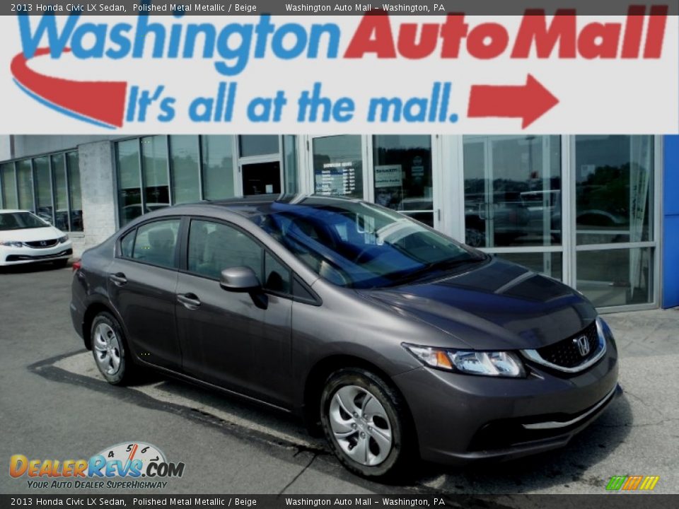 2013 Honda Civic LX Sedan Polished Metal Metallic / Beige Photo #1