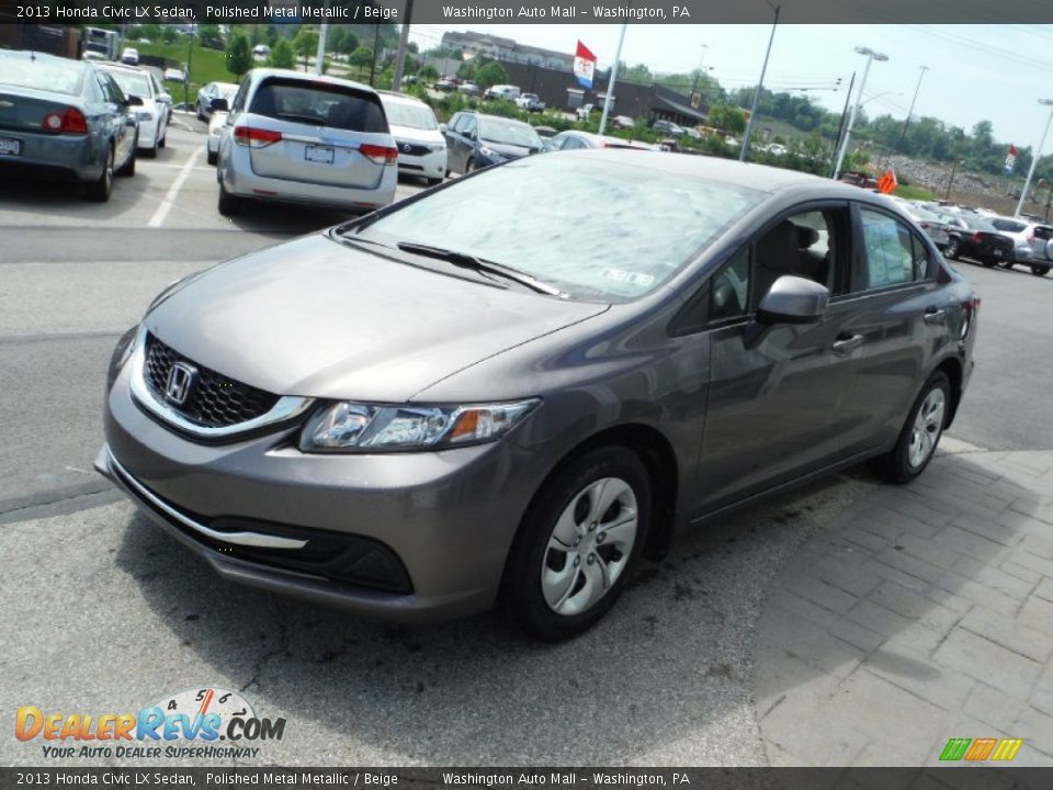 2013 Honda Civic LX Sedan Polished Metal Metallic / Beige Photo #4