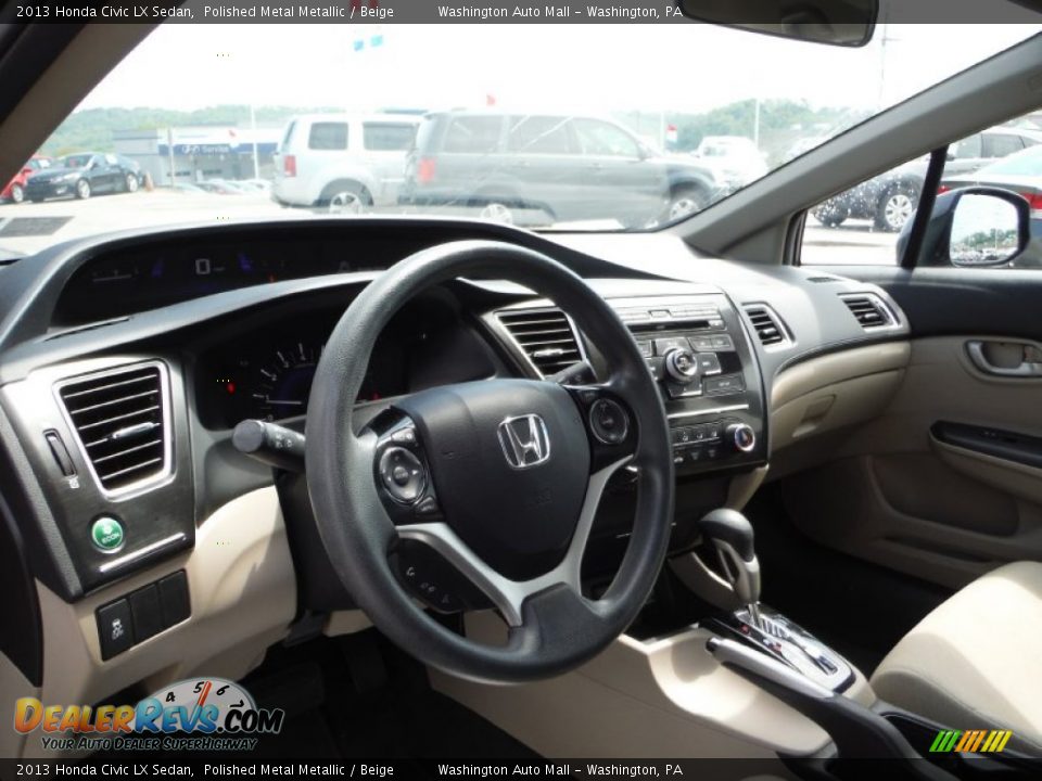 2013 Honda Civic LX Sedan Polished Metal Metallic / Beige Photo #8