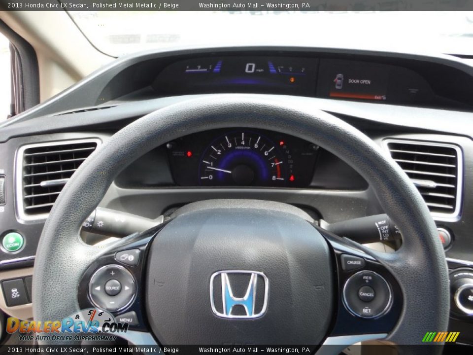2013 Honda Civic LX Sedan Polished Metal Metallic / Beige Photo #15