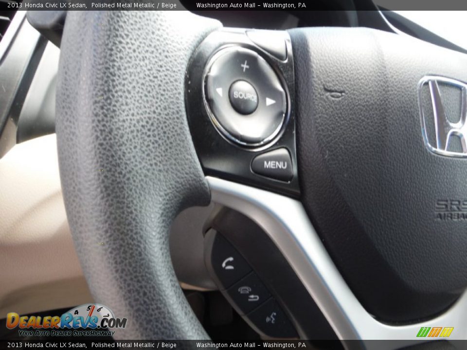 2013 Honda Civic LX Sedan Polished Metal Metallic / Beige Photo #16